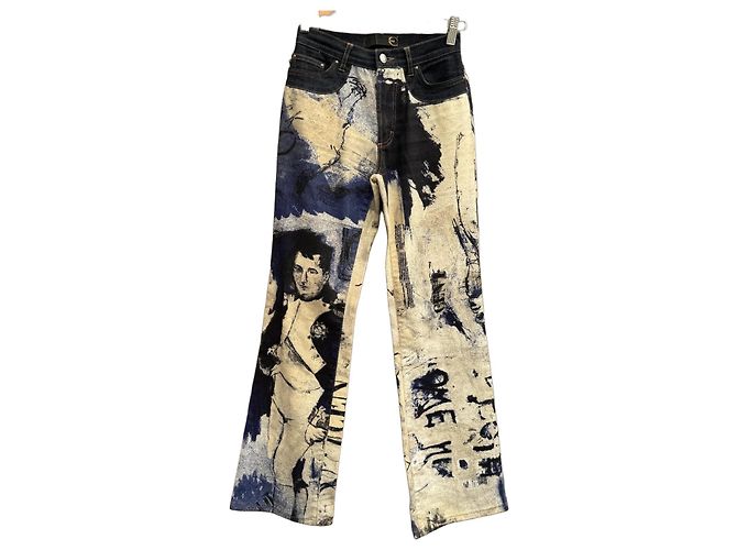 Jeans stampati Roberto Cavalli Napoleone Marrone Nero Bianco Blu