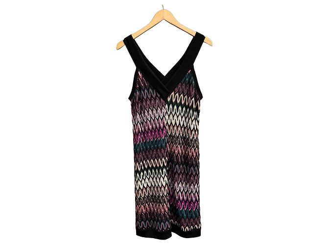 Vestido de punto sin mangas Missoni Zigzag Multicolor Púrpura