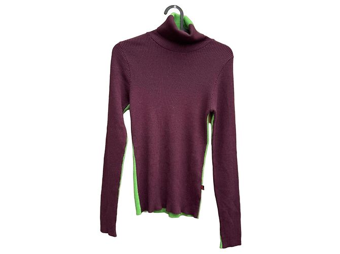 Dolce & Gabbana Pull col roulé côtelé violet et vert