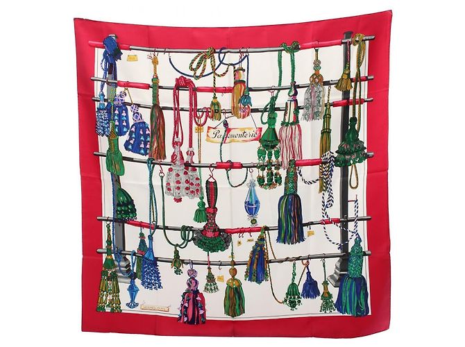 Hermès Sciarpa Hermes Carre 90 Pasementerie Rosa Multicolore