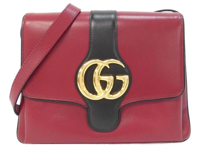 Borsa a tracolla in pelle nera e rossa Gucci 550126 Nero Rosso