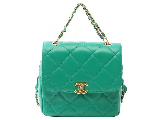 Chanel Matelassé Green Backpack