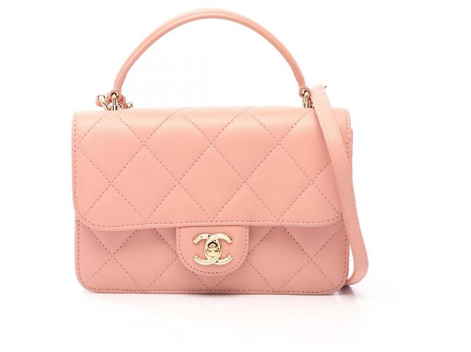 Sac à main Chanel Matelassé Leather Top Handle Rose