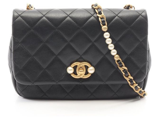 Borsa a tracolla in pelle matelassé Chanel Nero