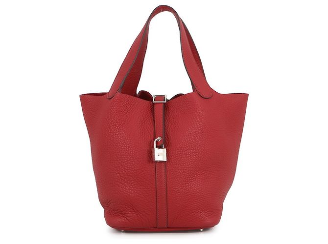Hermès Bolsa Hermes Picotin Lock MM em Rouge Casaque Vermelho
