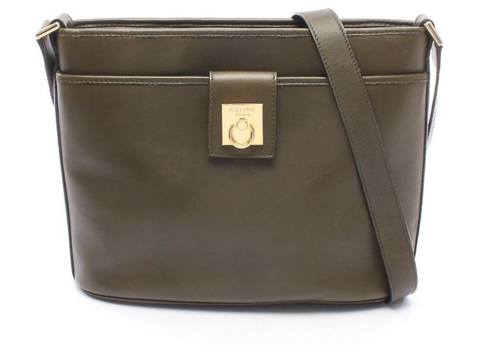 Céline Celine Gancini Shoulder Bag Khaki