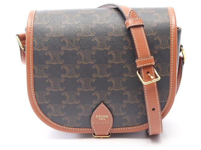 Céline Borsa Folco Medium Triomphe Celine Marrone Nero 