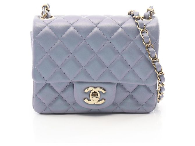 Borsa a tracolla Chanel Mini Matelassé Metallic Blu