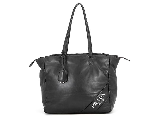 Prada Black Leather Tote Bag