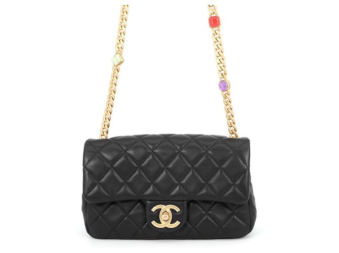 Bolsa de Alça Chanel Mini Matelassé Chain Preto