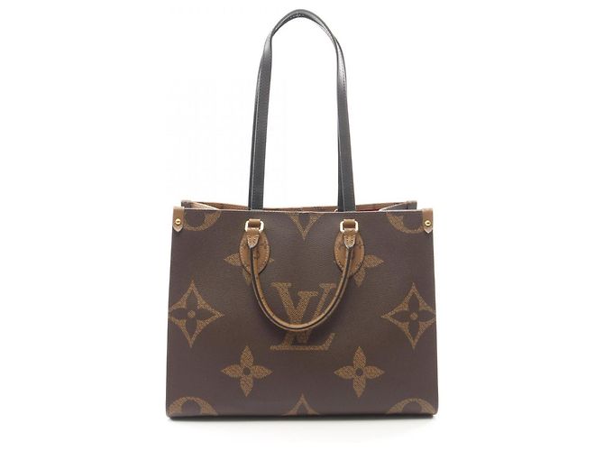 Borsa Tote Louis Vuitton OnTheGo MM Monogram Giant Reverse Marrone Beige