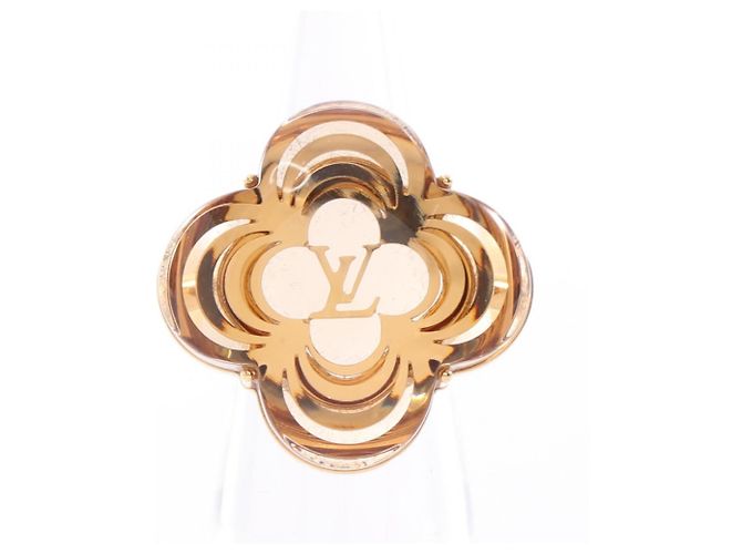 Louis Vuitton Anillo Bague à la Folie Monogram Flower Ring Castaño Dorado