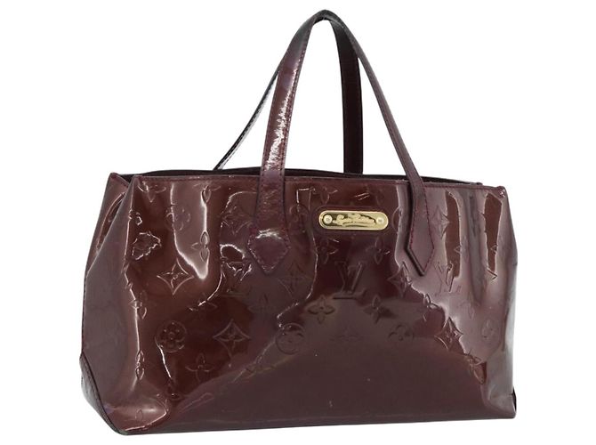 LOUIS VUITTON Monogram Vernis Wilshire PM Hand Bag Amarante M93641 Auth BA13584 Burdeos