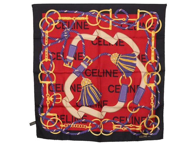 Céline Sciarpa CELINE in seta Rossa Auth 187321 Rosso 