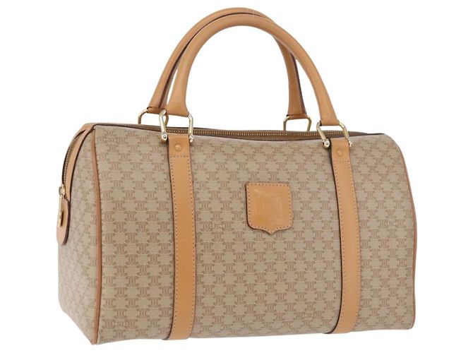 Céline Sac Boston CELINE Macadam Canvas PVC Beige Or Auth 188481V Doré