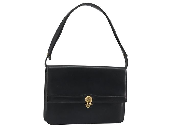 Borsa a Spalla Christian Dior in Pelle Nera e Oro Auth 188255 Nero D'oro