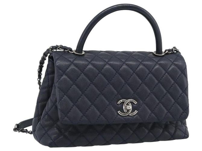 Borsa a mano CHANEL Matelasse Chain Caviar Navy Silver CC 2way ka4899SAM Argento Blu navy