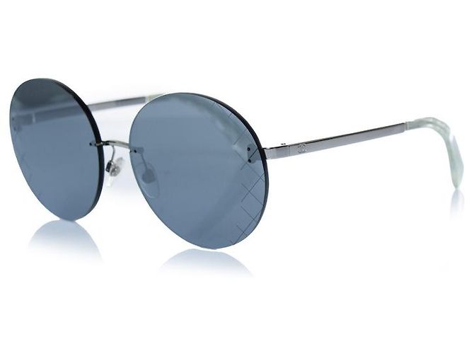 Chanel, gafas de sol redondas de espejo Negro Plata