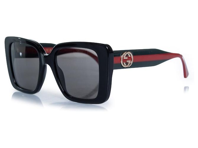 Gucci, gafas de sol oversized con web Negro Roja Verde