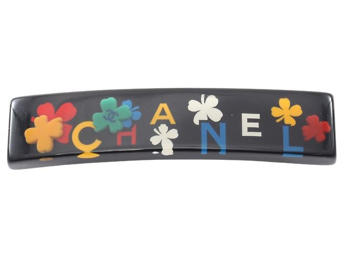 Fermaglio Chanel Coco Mark Clover Nero Multicolore