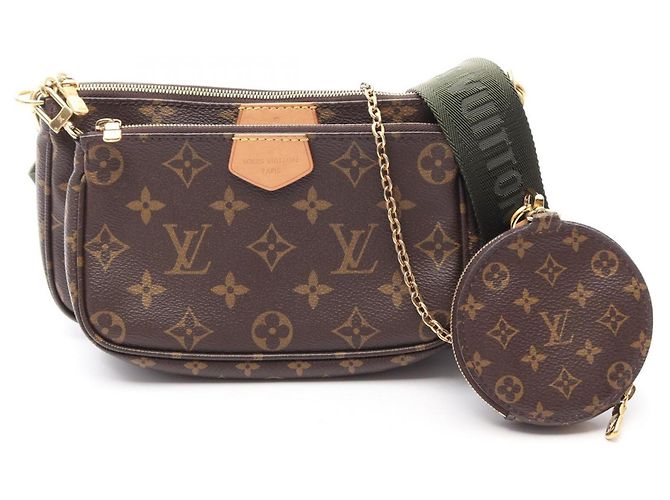 Borsa Louis Vuitton Multi Pochette Accessoires Marrone Cachi Monogramma