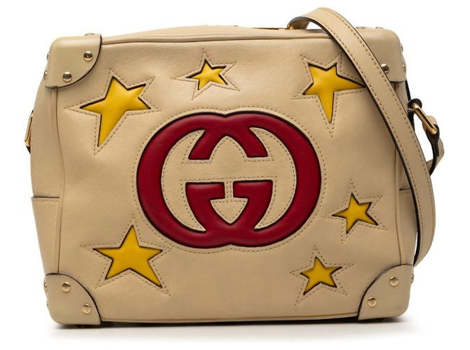 Borsa a tracolla con logo GG Gucci Rosso Beige