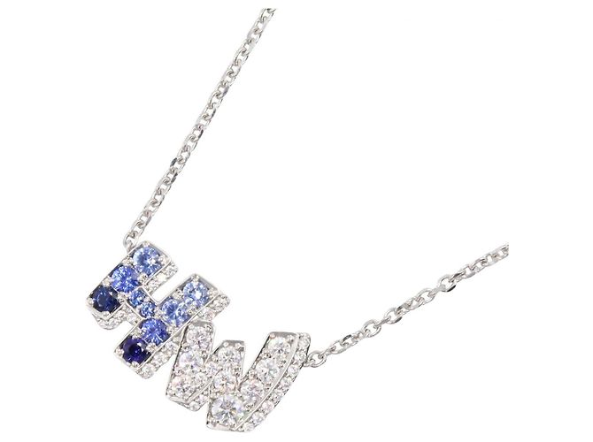 Harry Winston HW Graffiti Saphir Diamant Halskette Silber Blau