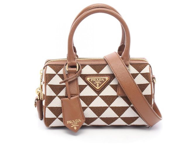 2-Way Handtasche TRIANGOLO JACQU Prada Braun Weiß