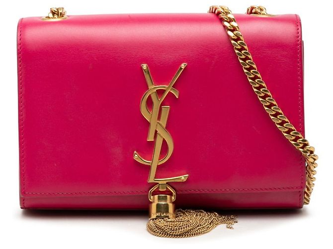 Bolsa de Alça Saint Laurent YSL Monogram Classic Kate Tassel Chain Rosa