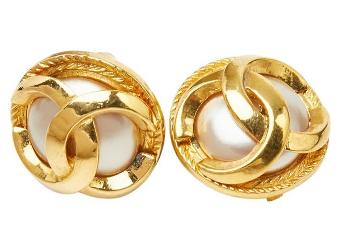 Boucles d'oreilles puces Chanel Coco Mark plaqué or Doré