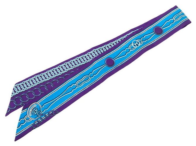 Sciarpa Hermès Twilly Maillons Blu Porpora 