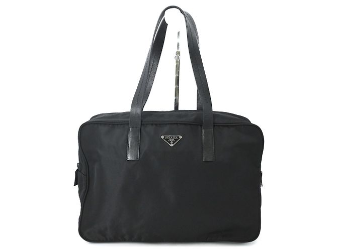 Tote Borsa Bowling in Nylon Prada Nero Bianco 
