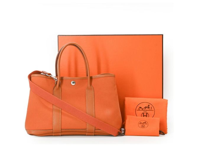 Hermès Sac à main cabas HERMES Garden 30 TPM Marron Orange