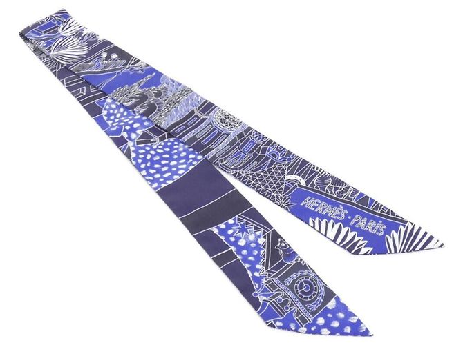 Silk In Hermès Lenço Twilly ANIMAPOLIS Hermes Branco Azul