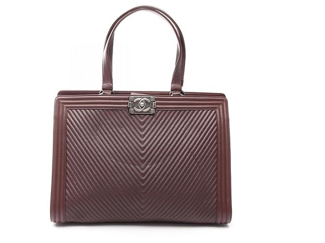 Chanel Boy V-Stitch Tote Bag Bordeaux