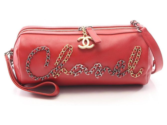 Bolso Bowling de Cuero Rojo Chanel Roja