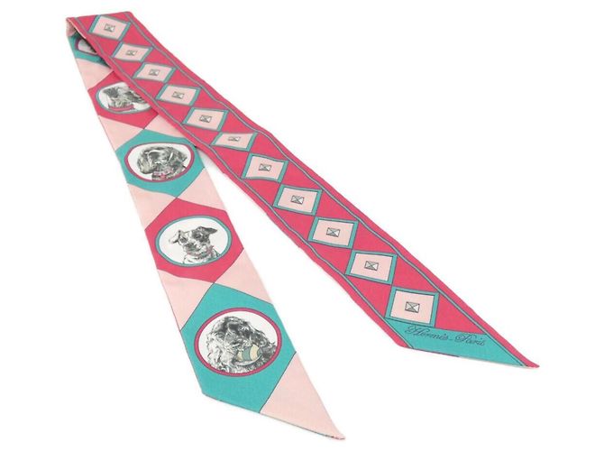 Silk In Lenço Twilly Colliers e Cães Hermès Rosa