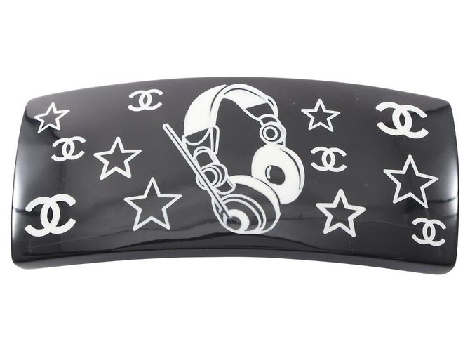 Barrette per cuffie Chanel Coco Mark Nero Bianco