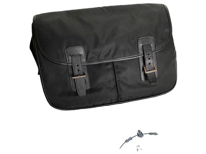 Saffiano Bolsa de viagem Prada V50 Nylon Preto com Alça de Ombro