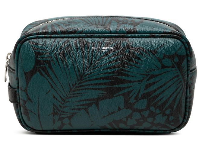 Borsa Saint Laurent Logo Botanical Palm Leaf Print Nero Verde