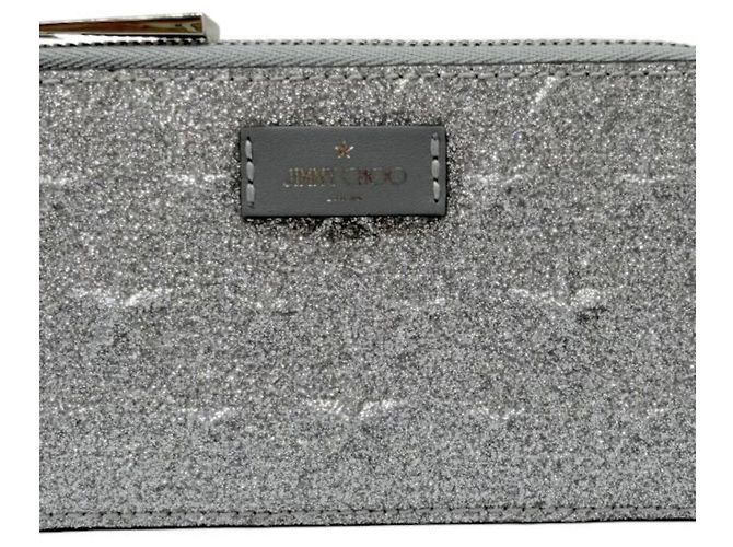 Jimmy Choo Silver Leather Card Case Silvery