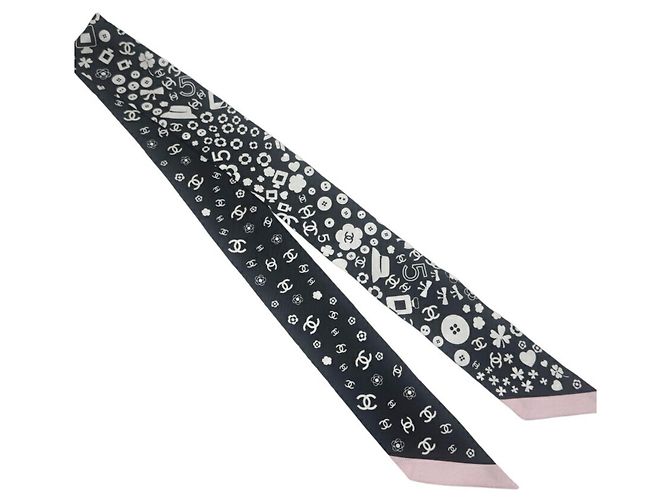 Sciarpa in seta Chanel nera e rosa Nero 