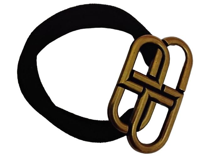 Balenciaga BB Icon Elastico per Capelli Oro Antico Nero D'oro