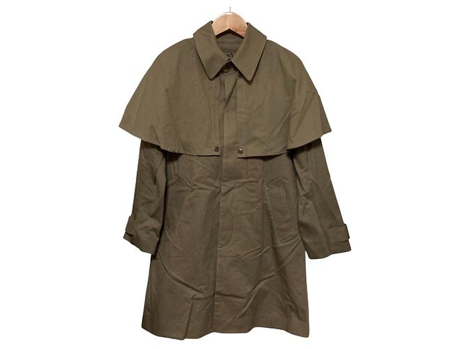 Autre Marque Manteau Poncho mi-long avec doublure verte Kaki
