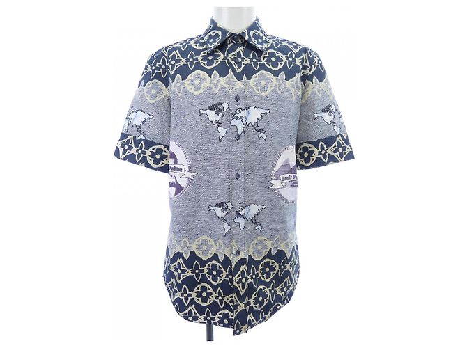 Camicia a maniche corte Louis Vuitton LV Wax Blu Blu navy