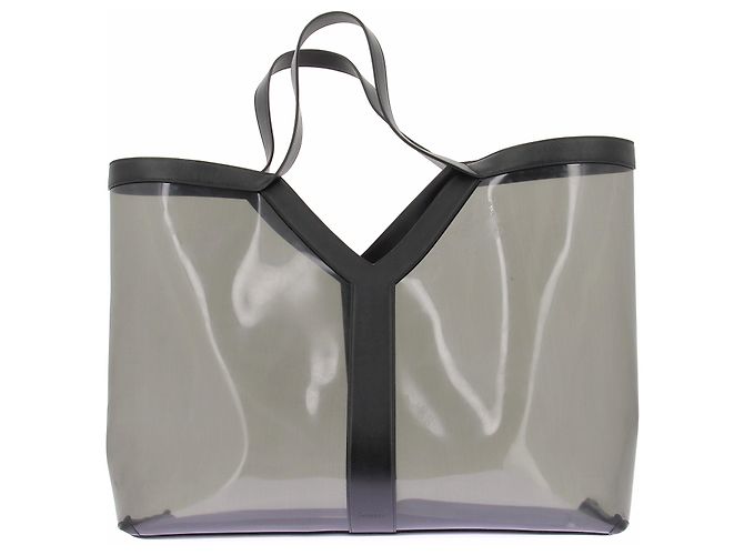 Saint Laurent Bolsa Tote de PVC Cinza