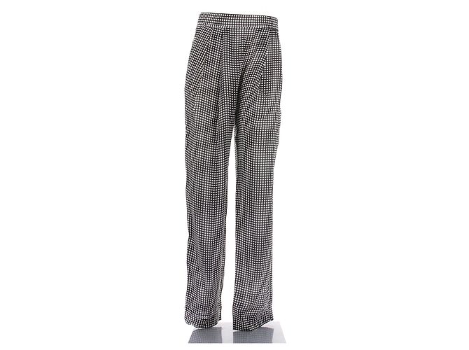 Céline Pantaloni a quadri bianchi e neri Nero