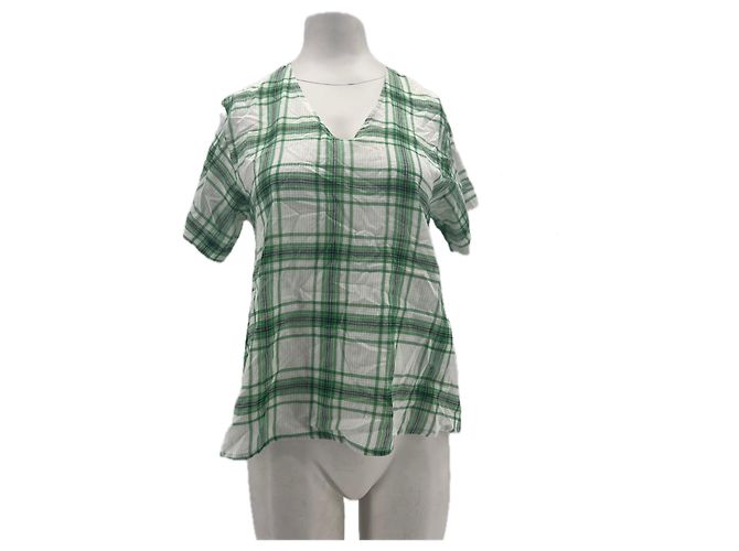 Autre Marque Blusa a quadri verdi e bianchi Verde