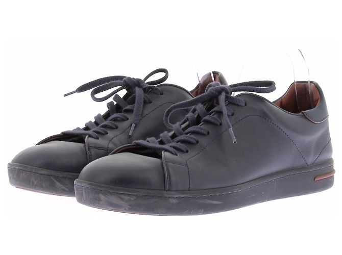 Loro Piana Baskets en cuir marine Bleu Marine