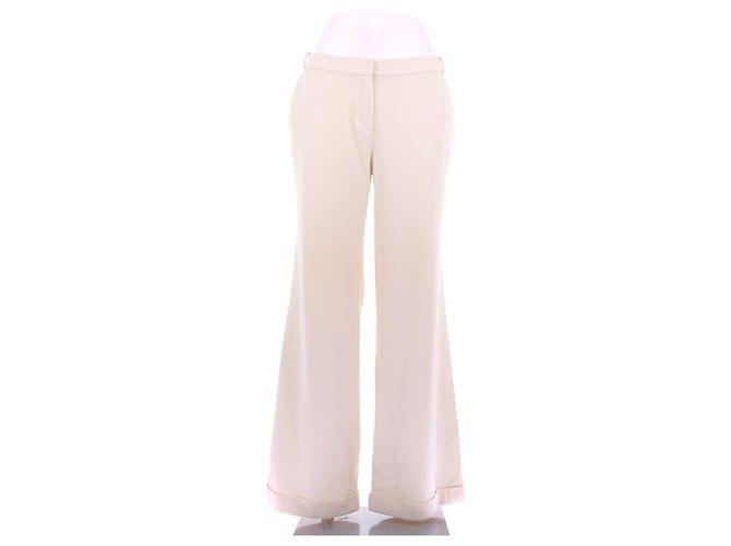 Dior Cremefarbene Wollhose Beige